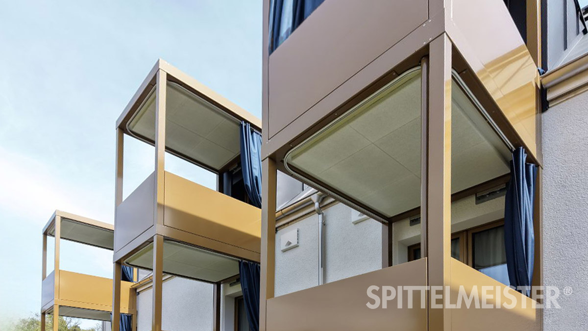 gelbe Balkone aus Aluminium